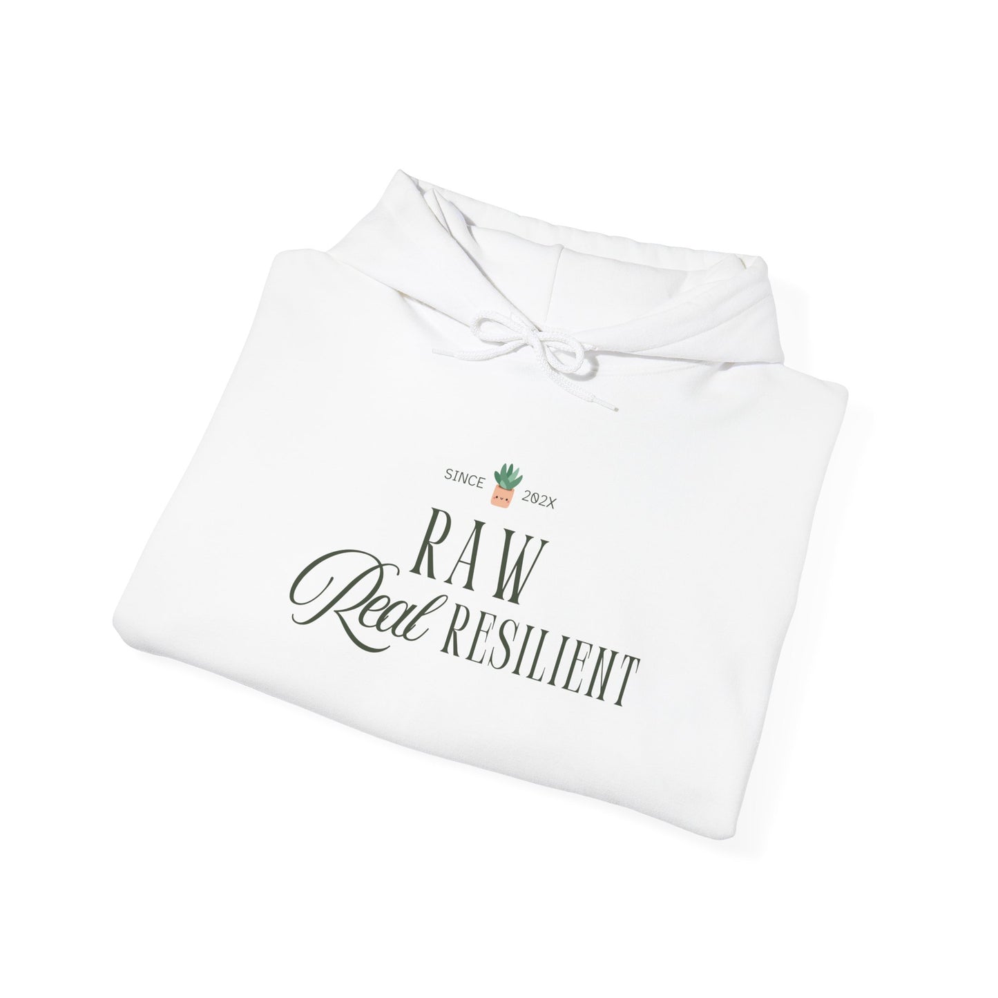 Unisex Heavy Blend™ Hooded Sweatshirt - Inspirational Raw & Resilient, Cozy Gift for Friends, Motivational Apparel, Casual Wear, [...]